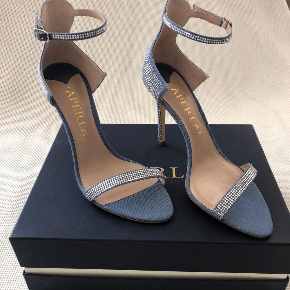 Aperlai Paris - Blue Denim Rhinestone Pumps